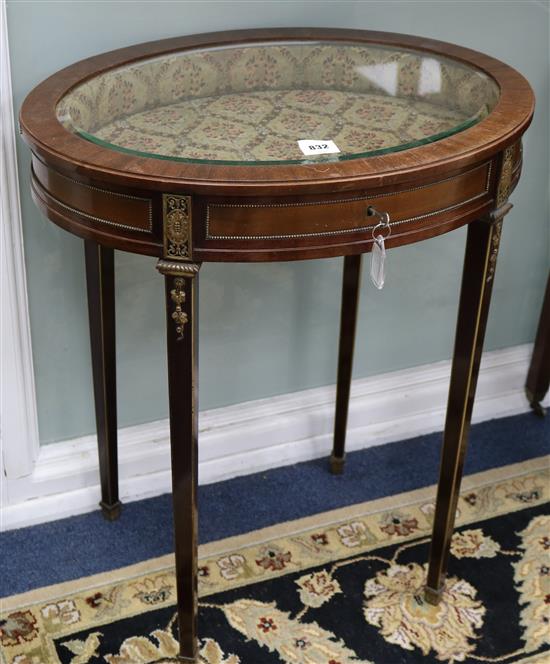 An Austrian ormolu mounted mahogany bijouterie table W.76cm